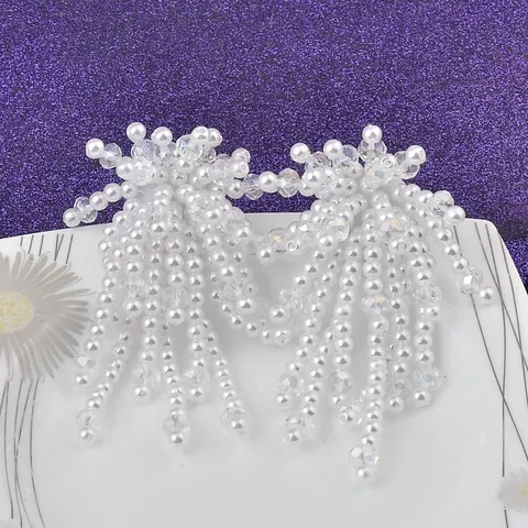 Elegante Süße Quasten Künstliche Perle Ohrhänger Für Damen Lange Fransen Strass Ohrstecker Clip Auf Ohrringe Mode Schmuck Geschenk