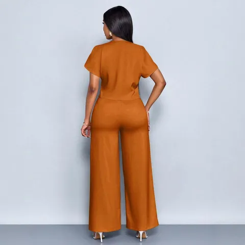 Damen Sommer Casual Zweiteiliges Set V-Ausschnitt Kurzarm Unregelmäßiger Cardigan Und Gerade Weite Hosen Outfit