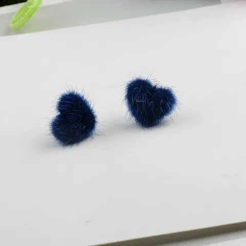 Koreanischer Stil Warme Winter Nerzfell Herz Ohrstecker Für Damen Süße Plüsch Liebe Herz Legierung Ohrringe Mode Schmuck Geschenk