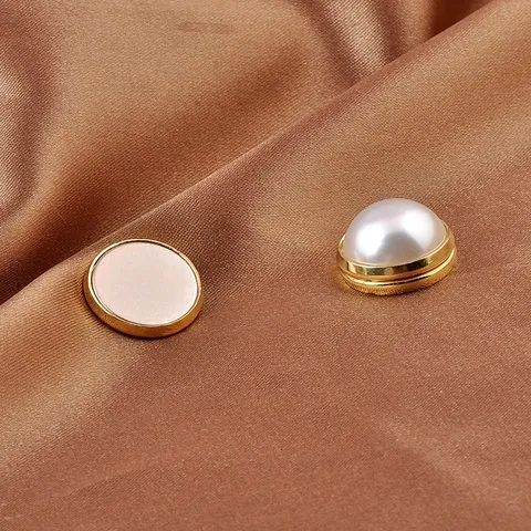 Seamless Artificial Pearl Magnetic Anti-Glare Buckle Copper Brooch No Sew Fixed Button Pin For Clothes Women Elegant Accessories