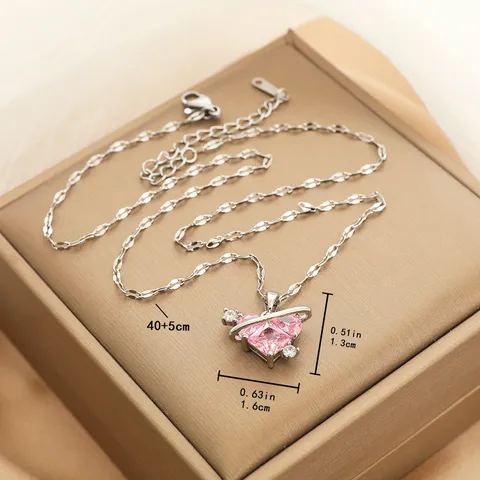 Minimalistische Titaniumstaal Planeet Hart Halsketting Vrouwen Lichte Luxe Zirkon Strass Sleutelbeen Ketting Mode Sieraden