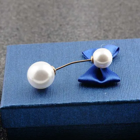 Broche de Perlas Artificiales de Doble Cabezal Estilo Coreano Alfiler de Seguridad de Aleación Galvanizado en Oro y Plata para Suéter Cárdigan de Mujer Joyería de Moda