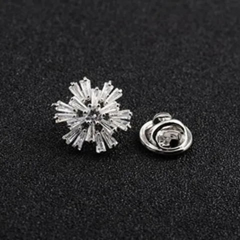 Micro Pave Zirconia Sneeuwvlok Reversspeld Unisex Pak Overhemdkraag Accessoire Zilver Koper Tach Pin Sieraden Cadeau