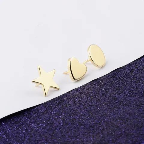 Korean Fashion Geometric Metal Brooch Set Anti-Exposure Mini Pin Gold Heart Star Round Shape Clothing Decorative Brooch