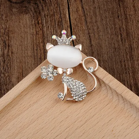 Koreanische Mode Brosche Mit Künstlichem Opal Für Damen Roségold Legierung Strass Blume Katze Pfau Tier Nadeln Kleidung Schmuck Zubehör