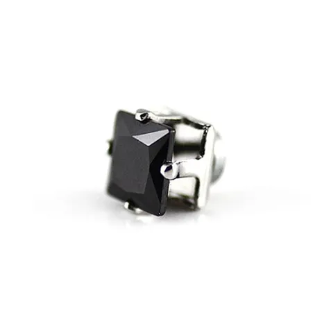 Quadratische Zirkonia Magnet Ohrstecker Ohne Ohrloch Magnetische Ohrringe Versilbertes Kupfer Unisex Mode Schmuck