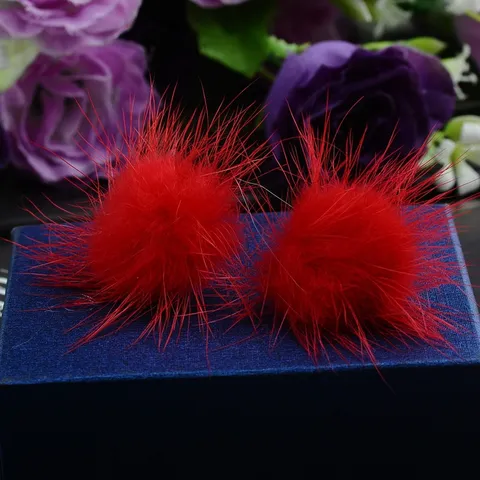 Koreanischer Stil Herbst Winter Natürliche Nerzfell Ball Ohrstecker Für Damen Elegant Weich Flauschig Plüsch Ball Ohrringe Modeschmuck