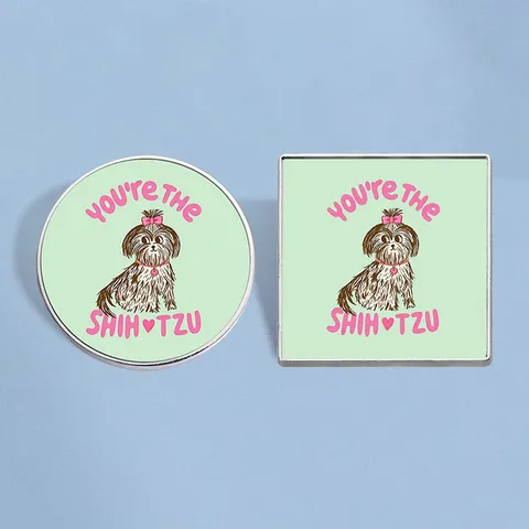Cartoon Shih Tzu Hond Brosche Leuke Strik Dier Patroon Emaille Badge Vergulde Zinklegering Pin Voor Huisdier Liefhebbers Cadeau Sieraden