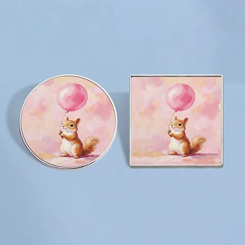 Macaron Cute Squirrel Holding Balloon Metal Brooch Badge Pin Cartoon Animal Electroplated Jewelry For Backpack Decor Unisex Gift