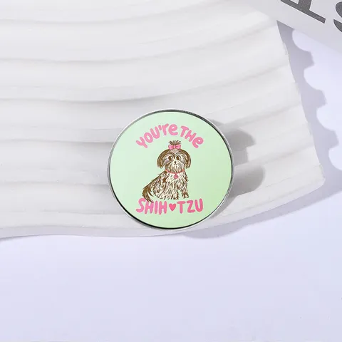 Cartoon Shih Tzu Hond Brosche Leuke Strik Dier Patroon Emaille Badge Vergulde Zinklegering Pin Voor Huisdier Liefhebbers Cadeau Sieraden