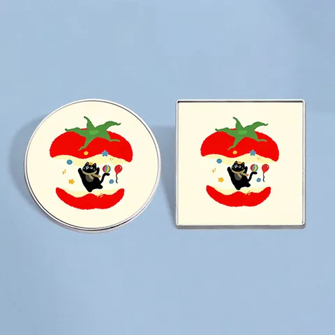 Cute Cartoon Zinc Alloy Round Square Cat Enamel Brooch Pin Colorful Animal Metal Badge For Clothes Backpack Accessories Women Men Jewelry