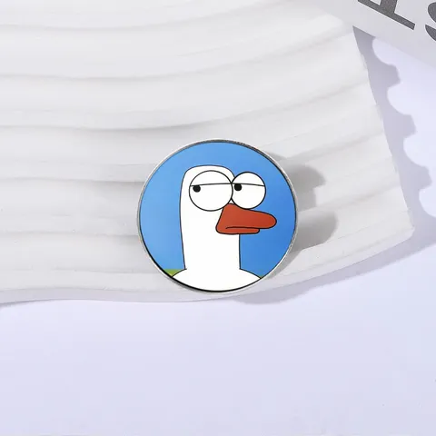 Funny Cartoon Duck Enamel Pin Cute White Goose Metal Badge Animal Brooch Lapel Pin For Backpack Hats Clothing Accessories Gift