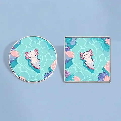 Broche Émaillée Axolotl Vert Menthe Mignon Animal de Dessin Animé Badge en Alliage de Zinc pour Décoration Vêtements Sac à Dos