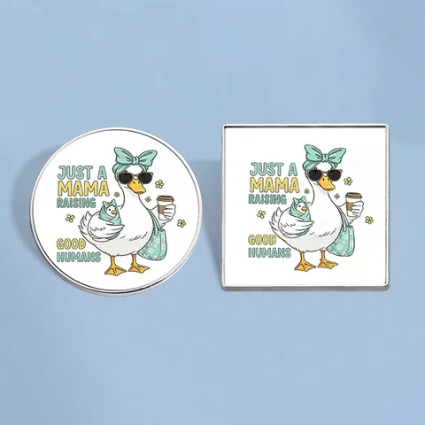 Süße Cartoon Entenmama Raising Good Humans Emaille Brosche Pin Macaron Farbe Zinklegierung Abzeichen Für Muttertag Damen Schmuck