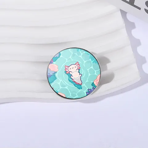 Broche Émaillée Axolotl Vert Menthe Mignon Animal de Dessin Animé Badge en Alliage de Zinc pour Décoration Vêtements Sac à Dos