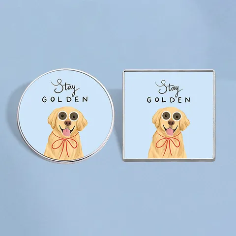 Cartoon Golden Retriever Emaille Pin Stay GOLDEN Hond Badge Zinklegering Brosche Voor Dierenliefhebbers Kleding Accessoires Decoratie Cadeau