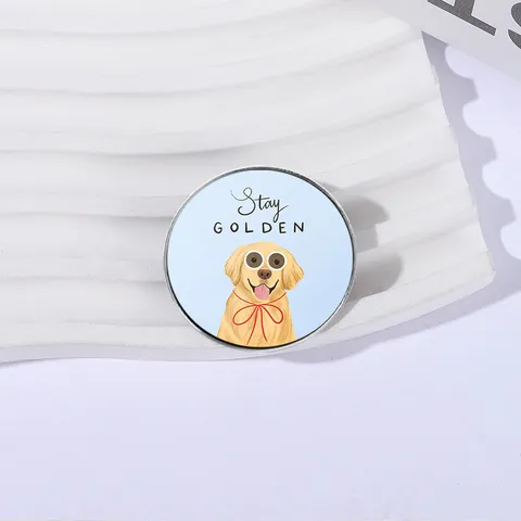 Cartoon Golden Retriever Emaille Pin Stay GOLDEN Hond Badge Zinklegering Brosche Voor Dierenliefhebbers Kleding Accessoires Decoratie Cadeau