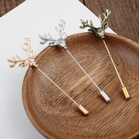 Alfiler de Solapa de Aleación Vintage Cabeza de Alce Loto Bronce Oro Plata Antiguo Broche de Metal Retro para Hombres Mujeres Accesorios de Traje