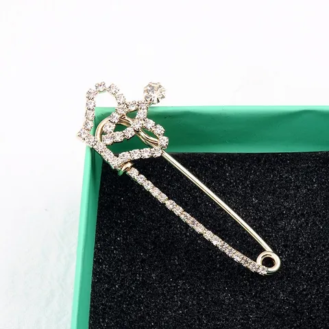 Koreanische Mode Legierung Strass Brosche Pin Damen Elegant Geometrisch Krone Herz Sicherheitsnadel Schmuck Zubehör
