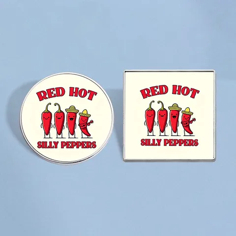 Funny Red Hot Silly Peppers Cartoon Enamel Brooch American Retro Music Zinc Alloy Pin For Clothing Bag Decoration Unisex Jewelry