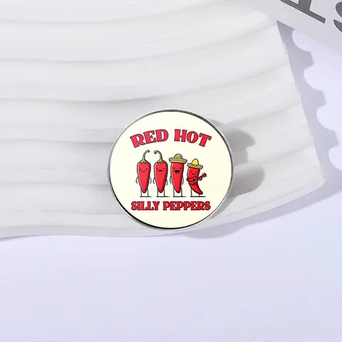 Funny Red Hot Silly Peppers Cartoon Enamel Brooch American Retro Music Zinc Alloy Pin For Clothing Bag Decoration Unisex Jewelry