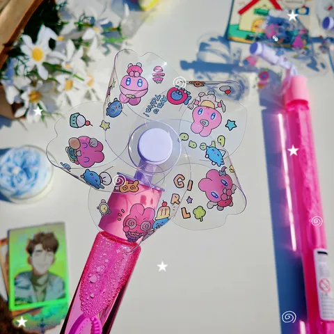 Baguette à Bulles de Moulin à Vent Grand Jouet de Machine à Bulles Portable pour Enfants Mignon Bâton à Bulles de Dessin Animé pour Cadeau Garçons Filles