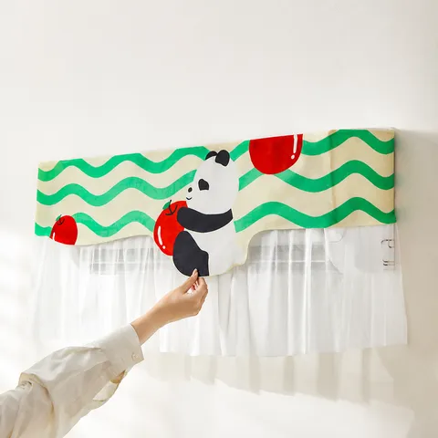 Household Air Conditioner Anti-Direct Blow Cover Dustproof Wind Curtain Cute Panda Pattern Wall-Mounted AC Cover Home Decor