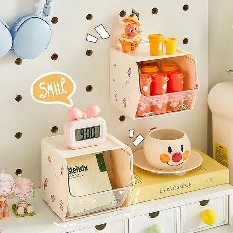 Desktop Storage Box Drawer Style Tea Bag Organizer Plastic Desk Organizer Wall Mounted Storage Container For Home Office