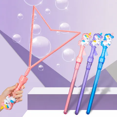Enfants Portatif Licorne Baguette à Bulles Jouet Interactif Extérieur Avec Solution à Bulles Grande Machine à Bulles