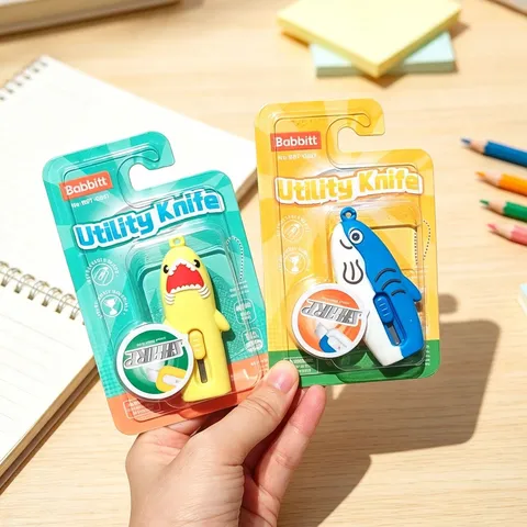 Creatief Cartoon Dier Breekmes Draagbare Dozensnijder Mini Briefopener Met Sleutelhanger Hanger Studenten Kantoorartikelen
