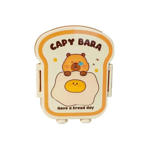 Mignon Capybara Forme de Pain de Mie Boîte à Lunch en Plastique PP de Qualité Alimentaire Boîte Bento Divisée Portable Éludiant Bureau Conteniteur Vaisselle