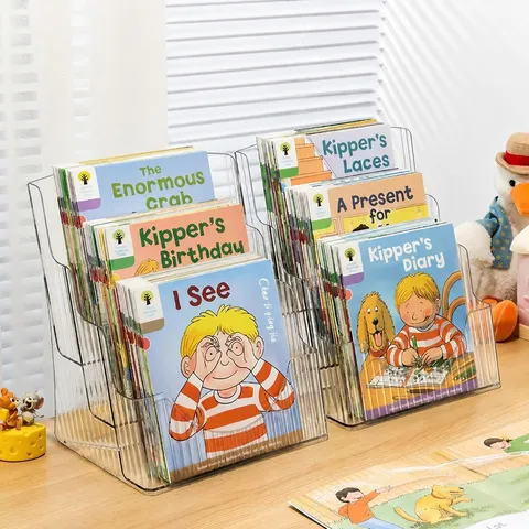 Bibliothèque de Bureau en Acrylique Transparent Support d'Affichage de Livre d'Images Clair Étagère de Rangement de Magazine Multicouche Pour Bureau Maison