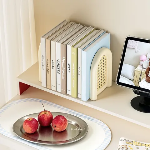 Desktop Plastic Bookends Arch Rattan Book Stopper Vintage Decorative Book Ends For Office School Desk Shelves