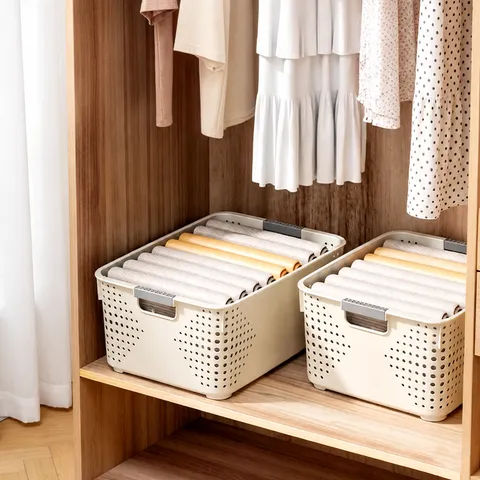 Panier de Rangement en Plastique Ajouré Bureau Cuisine Articles Divers Organisateur Conteneur Boîte de Rangement Portable