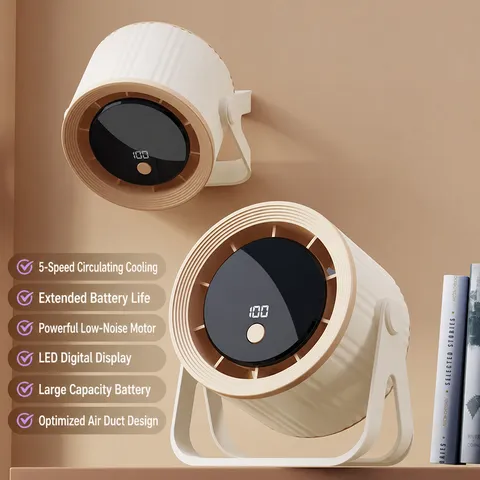 Φορητός Μικρός Ανεμιστήρας Γραφείου Ανεμιστήρας Κυκλοφορίας Αέρα Ψηφιακή Οθόνη USB Επαναφορτιζόμενος για Γραφείο Σπίτι
