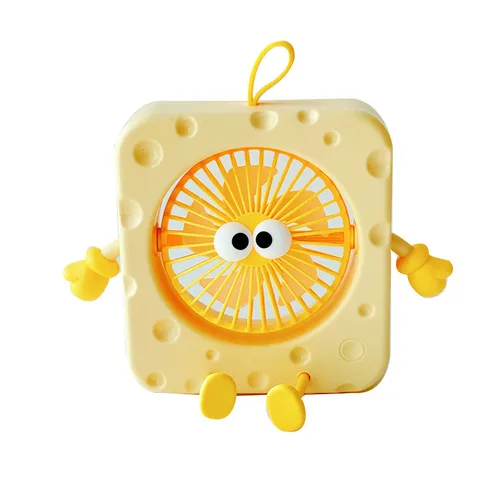 Simpatico Ventilatore da Tavolo a Forma di Formaggio Cartoon Mini Ventilatore Elettrico USB Portatile a 3 Velocità per Ufficio Casa