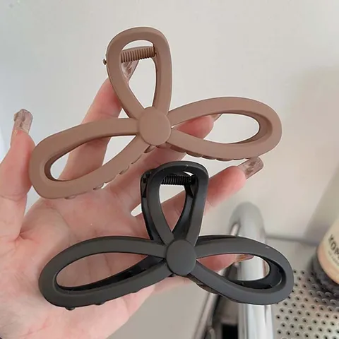 Große Schleife Achterfigur Haarkralle Matt Mattiert Maillard Ton Haarclip Dickes Haar Barrettes Accessoires Für Damen