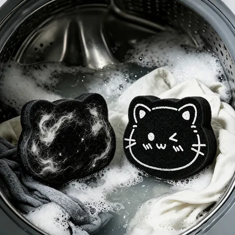 Cat Shaped Washing Machine Laundry Lint Remover Sponge Cute Pet Hair Catcher Reusable Cleaning Sponge Tool