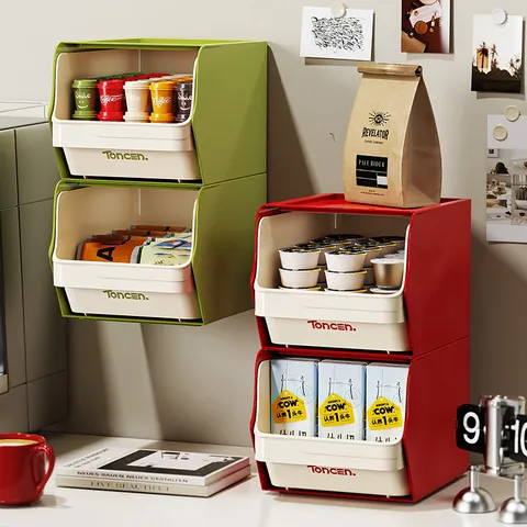 Boîte de Rangement de Sachet de Thé de Bureau en Plastique Type Tiroir Organisateur d'Articles Divers de Bureau Étagère de Papeterie de Dortoir