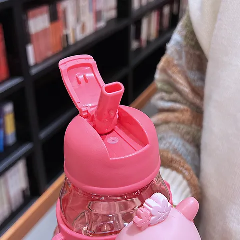 Capybara Wasserflasche Süße Cartoon Strohhalm Trinkbecher Großes Kapazität Plastik Trinkgeschirr Für Kinder Schüler