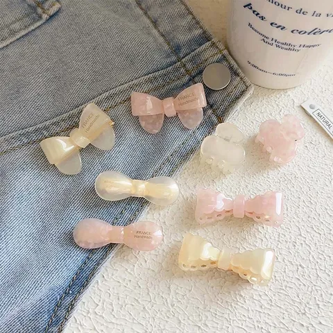 Acetat Schleife Haarspange Gelee Farbe Süße Handgefertigte Seitenstecknadel Kleine Klaue Haarschmuck Für Damen Mädchen Deko-Styling-Tool