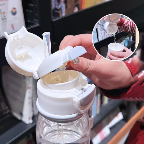 Minimalistisch Kreativ Buchstabe Raum Strohhalm Wasserflasche Doppeltrinken Kunststoff Becher Tragbar Schüler Trinkgeschirr