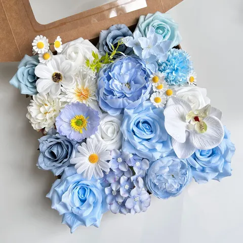 Fleurs Artificielles Boîte Cadeau DIY Bouquet de Fleurs en Soie Pour Fête de Mariage Décoration Intérieure Fournitures d'Art Floral