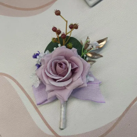 Elegant Artificial Rose Silk Flower Boutonniere And Wrist Corsage Set For Wedding Party Prom Decoration