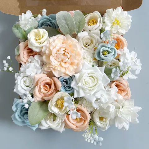 Handmade Silk Rose Peony Artificial Flowers Gift Box Mixed Floral Arrangements For Home Decor Mother's Day Holiday Party