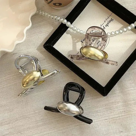 Koreanisch Minimalistisch Legierung Harz Haarkralle Elegant Metall Haarklammer Für Großes Haarvolumen Damen Haarschmuck