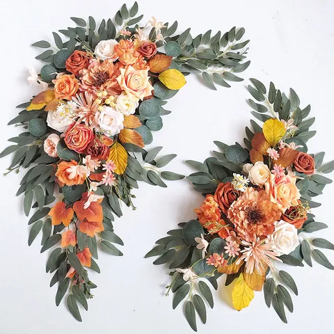 Ensemble de Fleurs d'Arche de Rose en Soie Artificielle Faite Main Décor de Fond de Cérémonie de Mariage Arrangement Floral