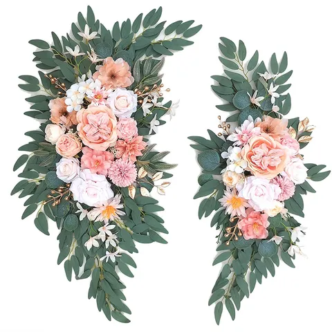 Fleurs d'Arche de Mariage Arrangement Floral de Roses en Soie Artificielle Décor de Fond pour Fête de Cérémonie