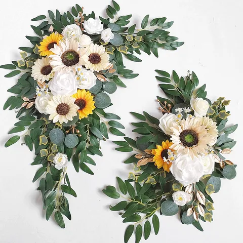 Ensemble de Fleurs d'Arche de Rose en Soie Artificielle Faite Main Décor de Fond de Cérémonie de Mariage Arrangement Floral