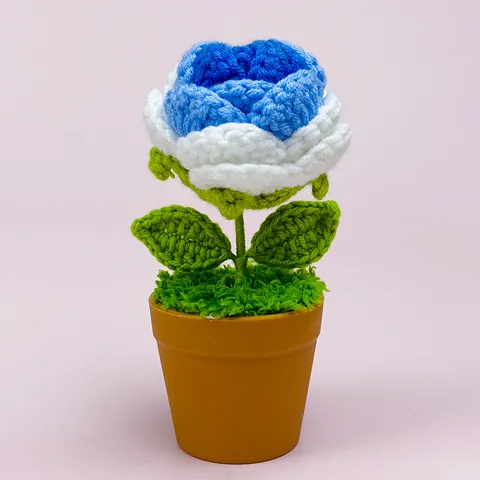 Plante en Pot de Fleurs en Laine Tricotée à Main Rose Tournesol Marguerite Crochetée Décoration de Table Cadeau Pour Maison Fête